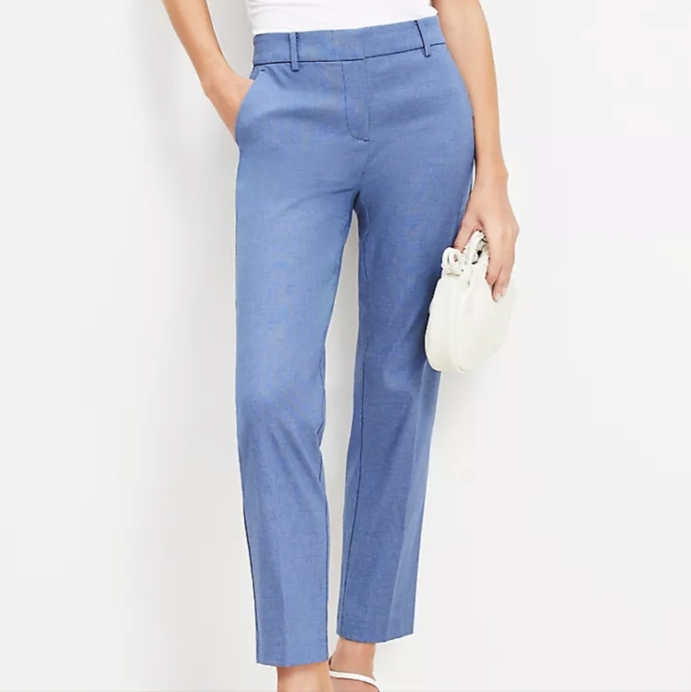 LOFT Riviera Slim Blue Cropped Ankle Pants Sz 4 or 6P